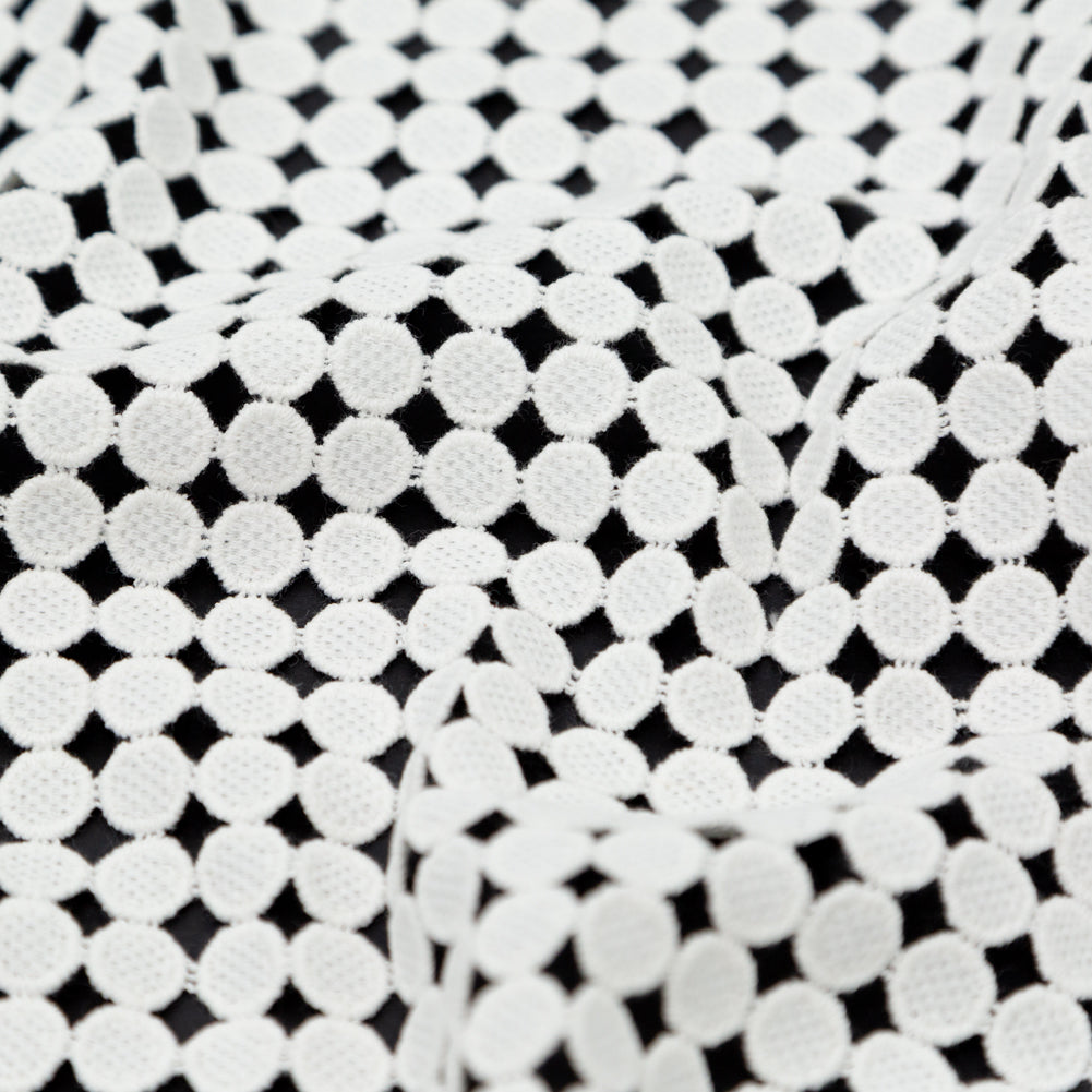 Cotton Guipure Lace - White Geometric