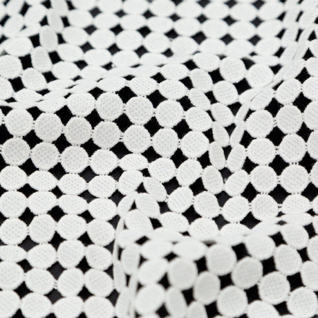 Cotton Guipure Lace - White Geometric