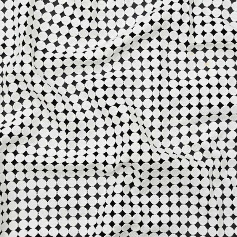 Cotton Guipure Lace - White Geometric