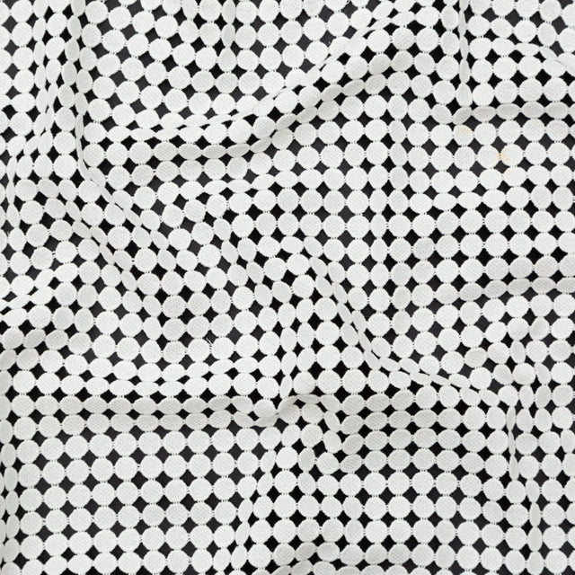 Cotton Guipure Lace - White Geometric