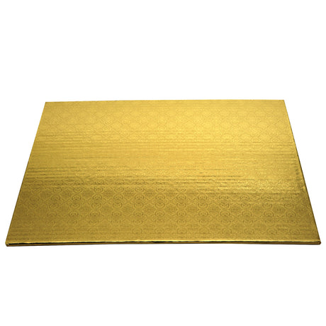 O'Creme Full Size Rectangular Gold Foil Cake Board, 1/4" Thick, Pack of 10