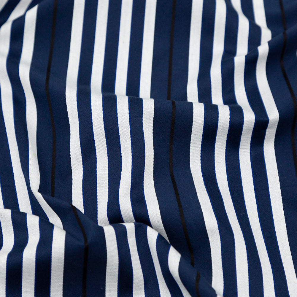 Rag & Bone Navy and White Tactile Striped Cotton Woven