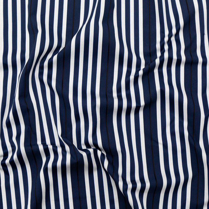 Rag & Bone Navy and White Tactile Striped Cotton Woven