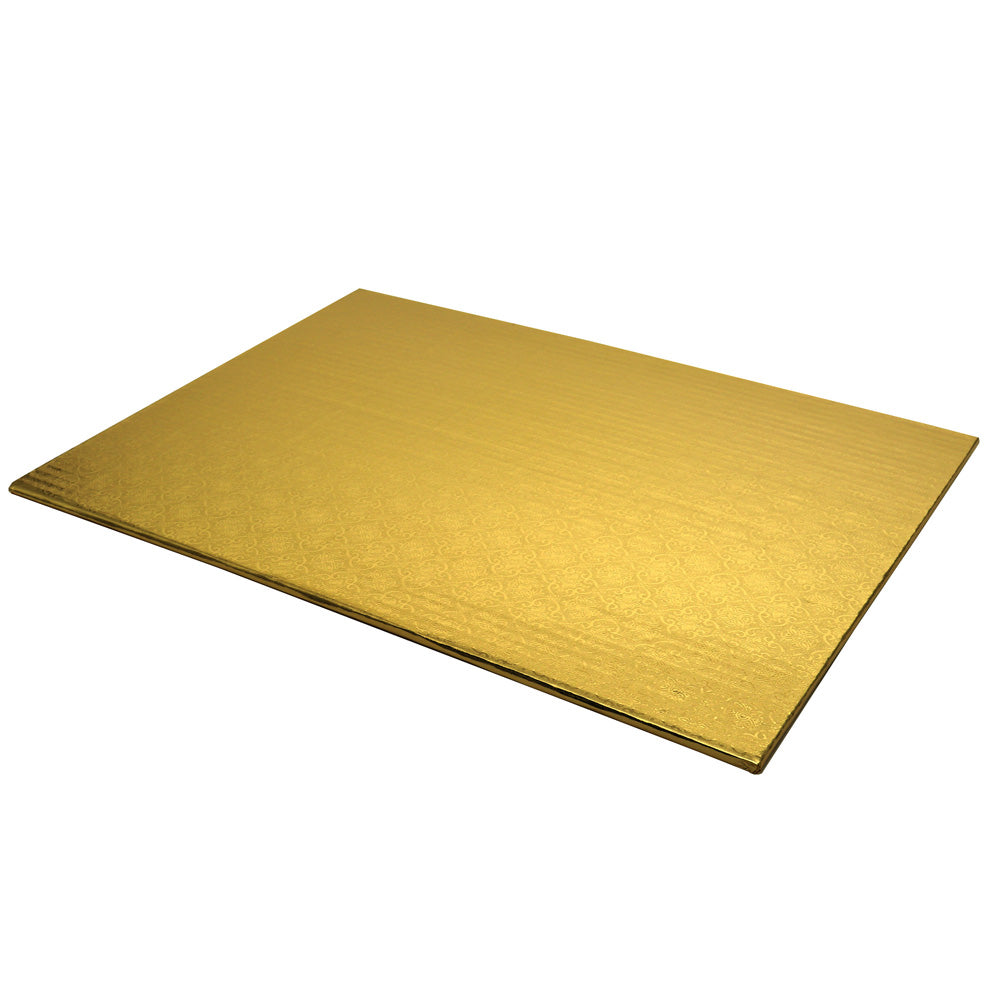 O'Creme Half Size Rectangular Gold Foil Cake Board, 1/4" Thick, Pack of 10