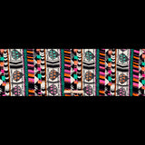 Black, Orange and Pink Geometric Printed Rayon Jersey