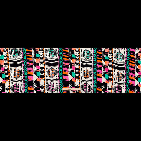 Black, Orange and Pink Geometric Printed Rayon Jersey