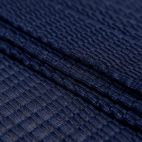 Navy Stretch Polyester Pleated Knit