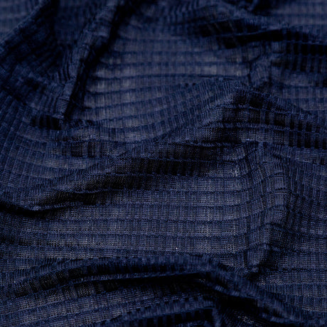 Navy Stretch Polyester Pleated Knit