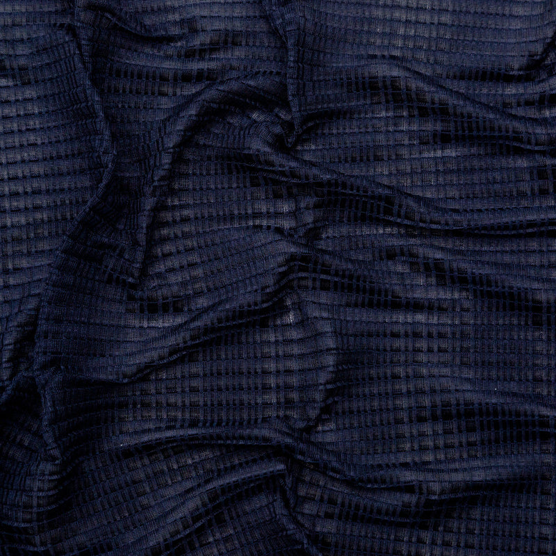 Navy Stretch Polyester Pleated Knit
