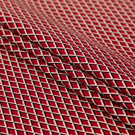 Red and Beige Geometric Stretch Cotton Print