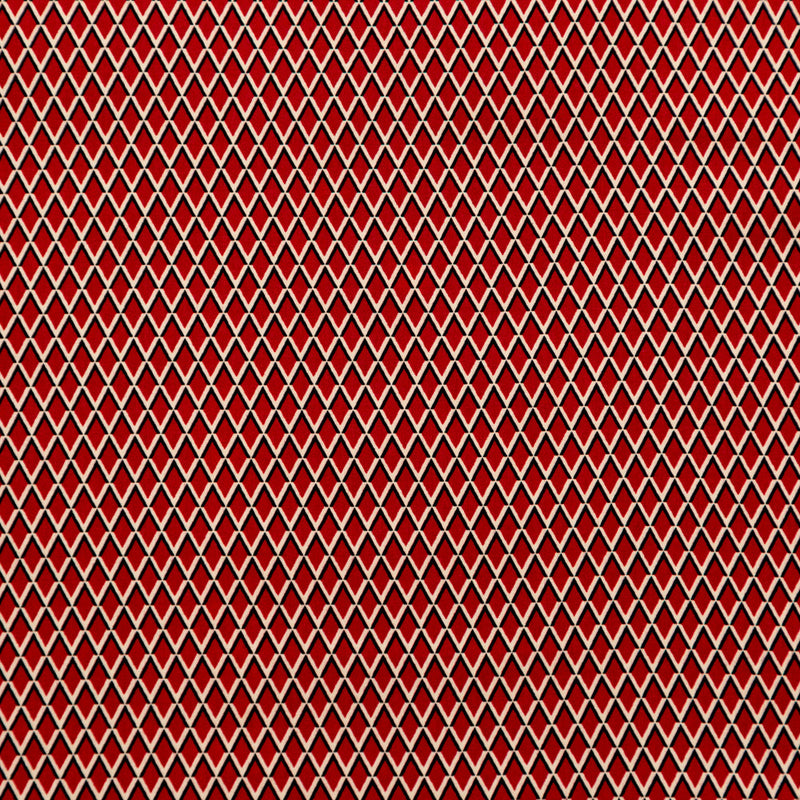 Red and Beige Geometric Stretch Cotton Print