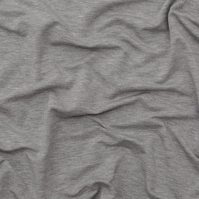 Italian Heathered Gray Brushed Back Viscose Jersey