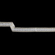 European White and Metallic Gold Stretch Lace Trim with Double Scalloped Edges - 1.125"