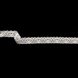 European White and Metallic Gold Stretch Lace Trim with Double Scalloped Edges - 1.25"