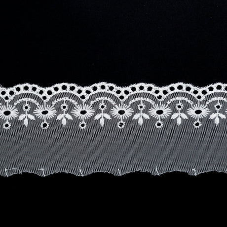 European White Embroidered Eyelet Lace Trim - 2.625"