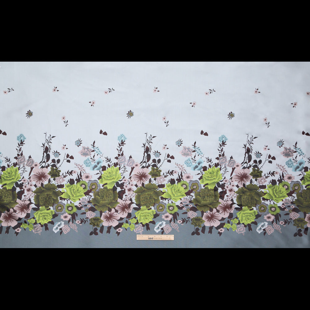 Silver, Green and Mauve Floral Jacquard Panel