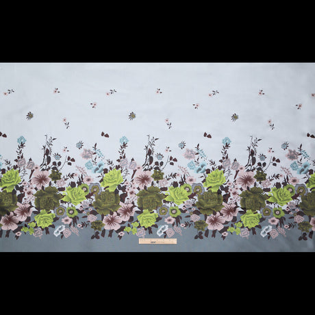Silver, Green and Mauve Floral Jacquard Panel