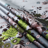 Silver, Green and Mauve Floral Jacquard Panel
