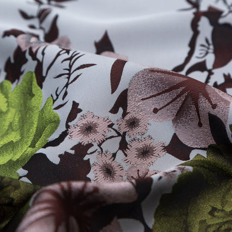 Silver, Green and Mauve Floral Jacquard Panel