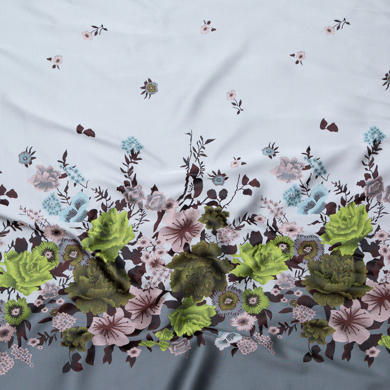 Silver, Green and Mauve Floral Jacquard Panel