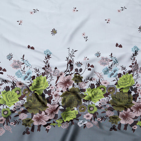 Silver, Green and Mauve Floral Jacquard Panel