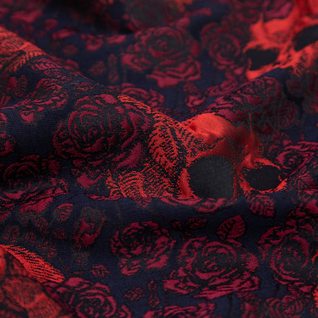Red and Midnight Blue Skull Brocade