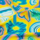 Compression Swimwear Tricot, UV Protective with Aloe Vera Microcapsules - Blue and Yellow Emojis - Caye Collection