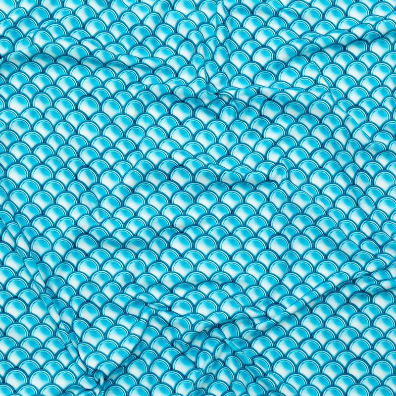 Compression Swimwear Tricot, UV Protective with Aloe Vera Microcapsules - Cerulean Blue Coins - Caye Collection