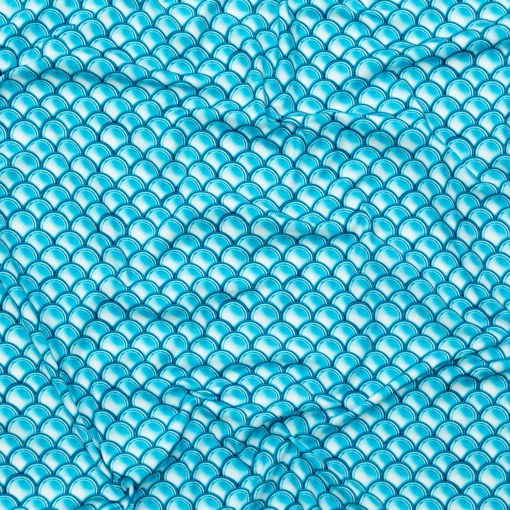 Compression Swimwear Tricot, UV Protective with Aloe Vera Microcapsules - Cerulean Blue Coins - Caye Collection