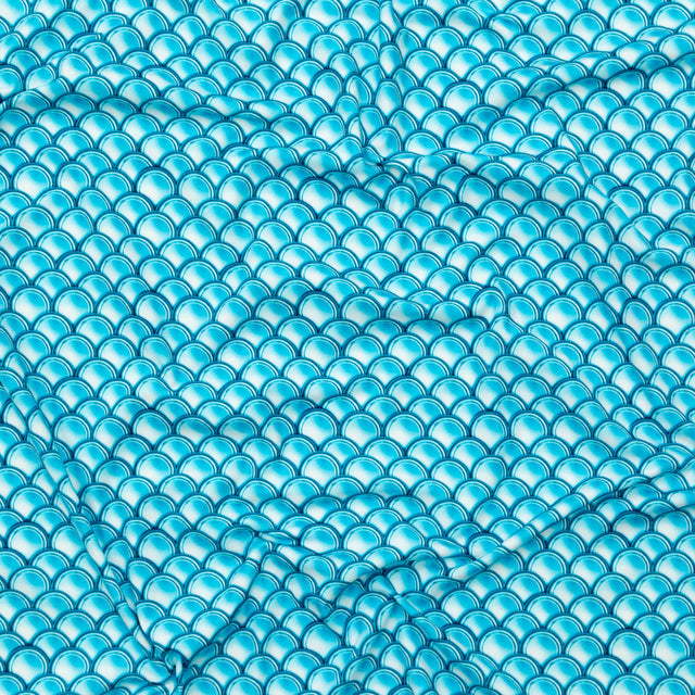 Compression Swimwear Tricot, UV Protective with Aloe Vera Microcapsules - Cerulean Blue Coins - Caye Collection