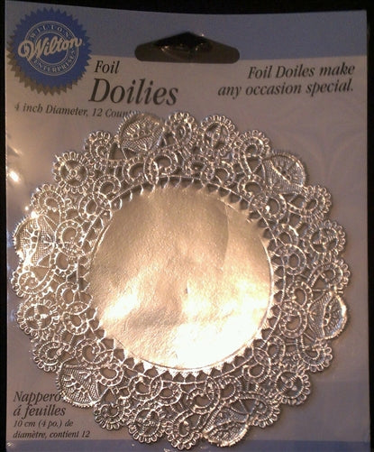 4" Silver Foil Doilies - 12 Pack - Wilton 2104-90404