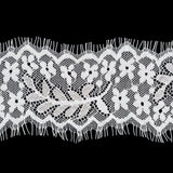 European White Floral Scalloped Eyelash Lace Trim - 3"