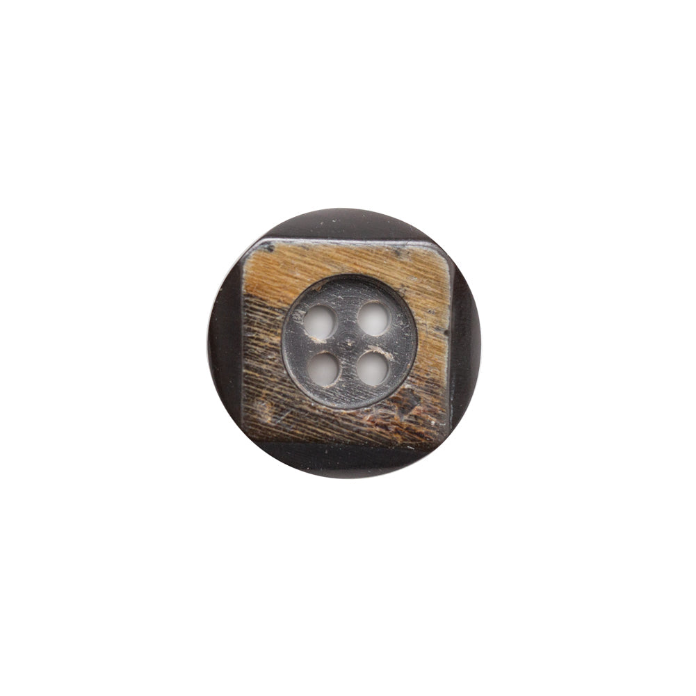 Black and Natural Horn Button - 24L/15mm