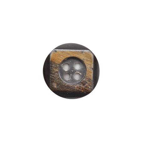 Black and Natural Horn Button - 24L/15mm