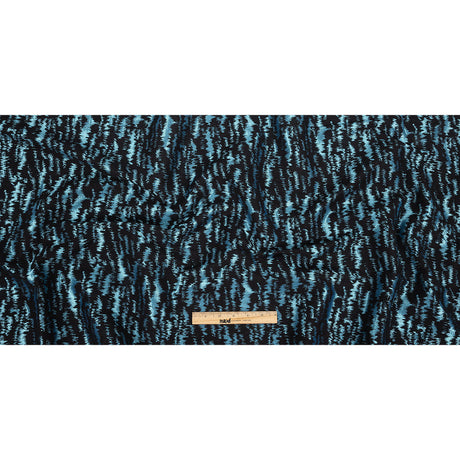 Black and Metallic Light Blue Ikat Brocade