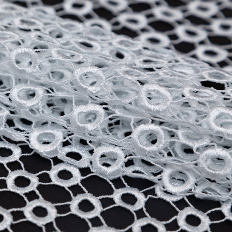 Guipure Lace - White Geometric Circles