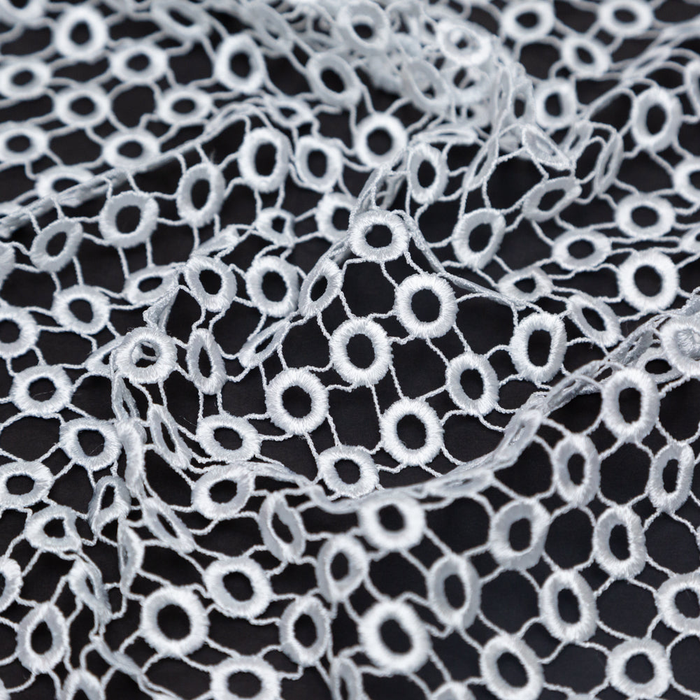 Guipure Lace - White Geometric Circles