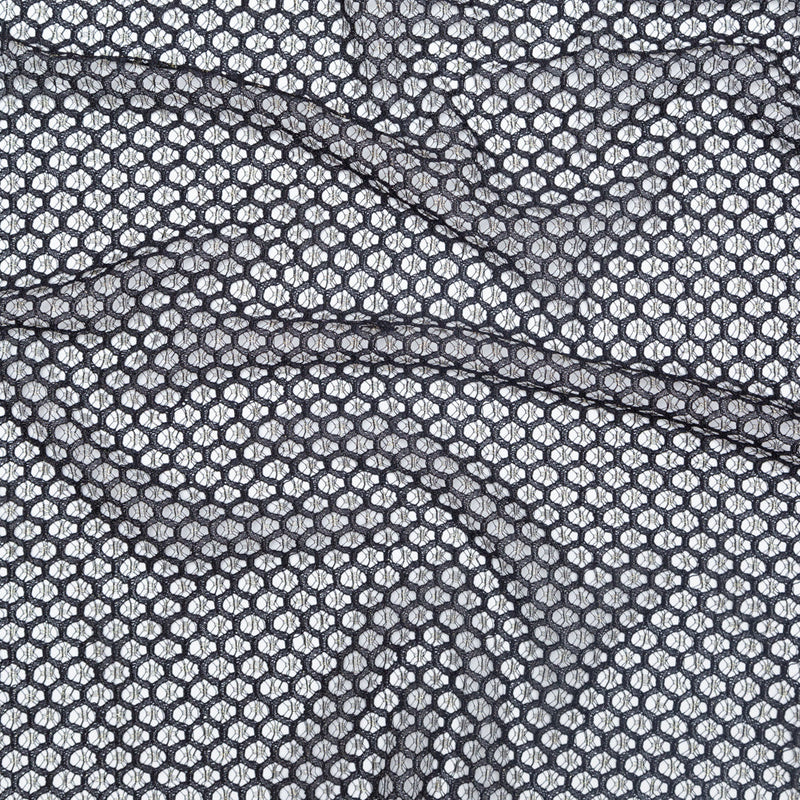 Stretch Corded Chantilly Lace - Metallic Gold and Black Geometric