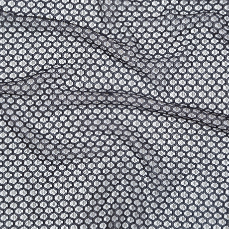 Stretch Corded Chantilly Lace - Metallic Gold and Black Geometric