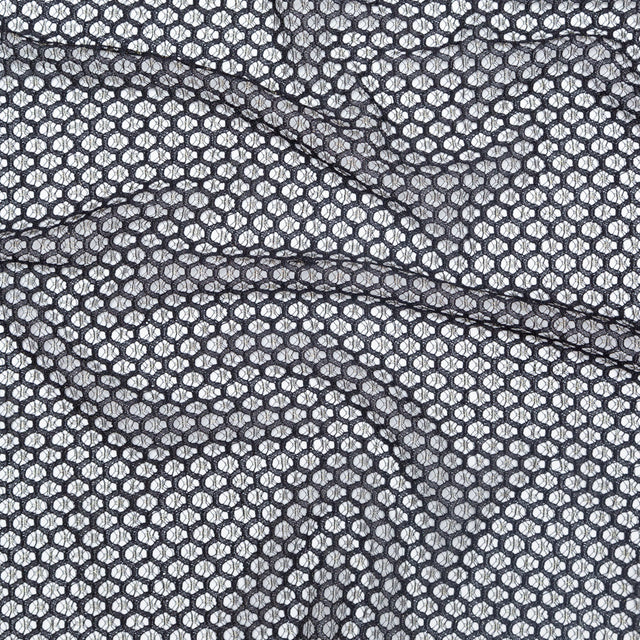 Stretch Corded Chantilly Lace - Metallic Gold and Black Geometric