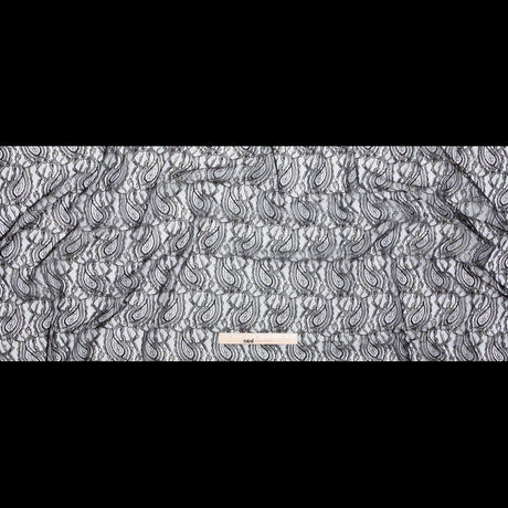 Stretch Corded Chantilly Lace - Metallic Gold and Black Paisley