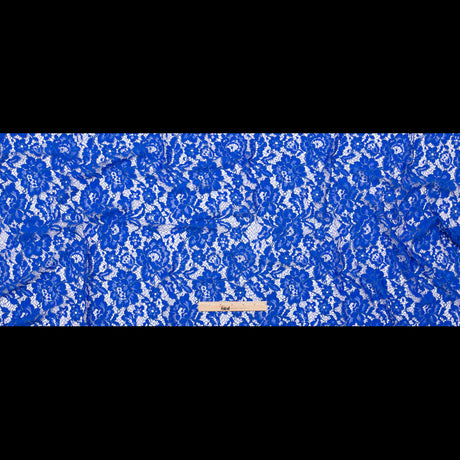Re-Embroidered Dentelle Lace - Royal Blue Floral