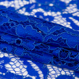 Re-Embroidered Dentelle Lace - Royal Blue Floral