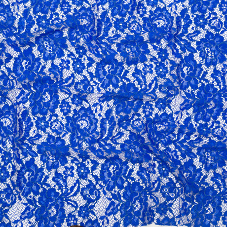 Re-Embroidered Dentelle Lace - Royal Blue Floral