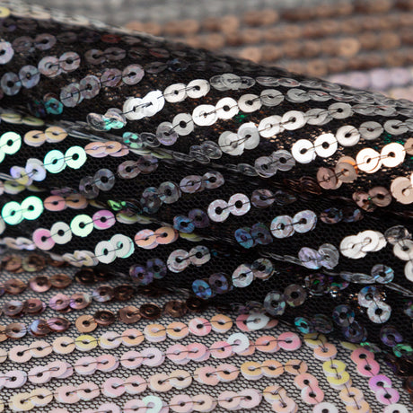 Iridescent Pink, Black, Rose Gold and Silver Zig Zag Baby Sequins