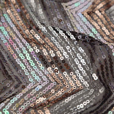 Iridescent Pink, Black, Rose Gold and Silver Zig Zag Baby Sequins