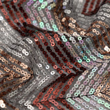 Tulle with Baby Sequins - Iridescent Pink, Rust, Rose Gold and Silver Zig Zag on Black