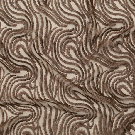 Abstract Embroidered Tulle - Metallic Copper