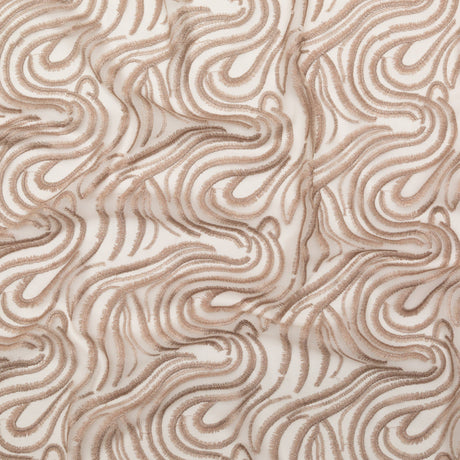 Abstract Embroidered Tulle - Metallic Pink Powder