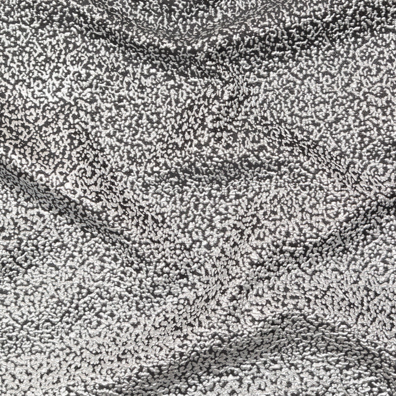 Metallic Silver and Black Abstract Brocade